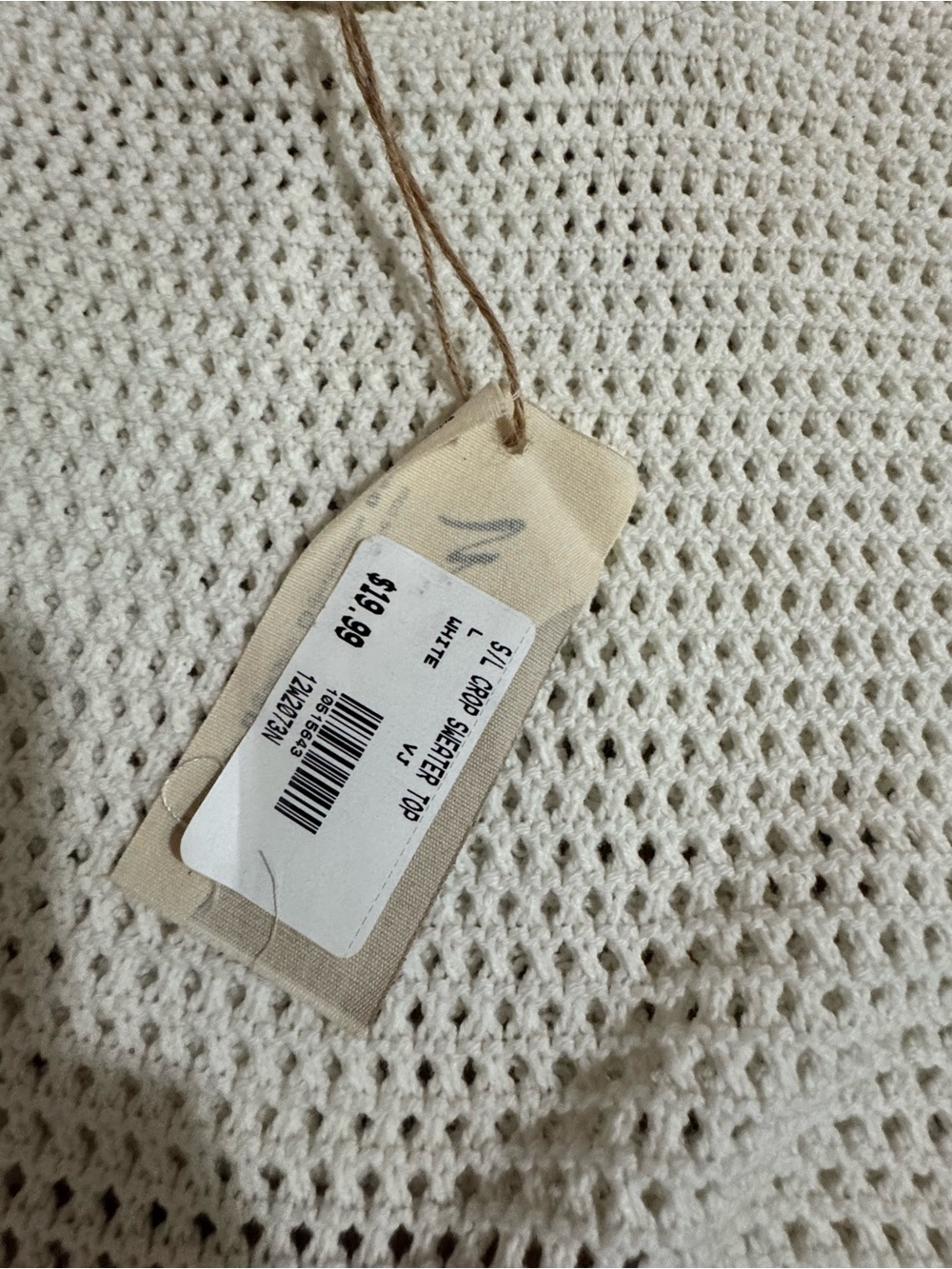 NWT New In Cream Crochet Knit Tank Top - Women L - Picture 3 of 4